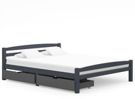 Shumee 2 zásuvky tmavě šedý masivní borovice 160×200 cm, 3060751 - Postel