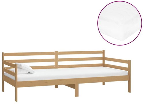 SHUMEE válenda s matrací 90 × 200 cm, masivní borové dřevo, medově hnědá, 3083592 - Postel - Main image