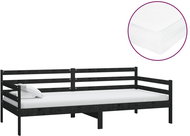 SHUMEE válenda s matrací 90 × 200 cm, masivní borové dřevo, černá, 3083598 - Postel