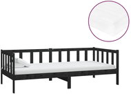 SHUMEE válenda s matrací 90 × 200 cm, masivní borové dřevo, černá, 3083608 - Postel