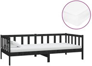 SHUMEE válenda s matrací 90 × 200 cm, masivní borové dřevo, černá, 3083623 - Postel