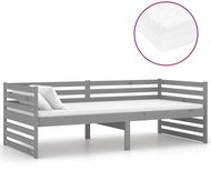 SHUMEE válenda s matrací 90 × 200 cm, masivní borové dřevo, šedá, 3083636 - Postel