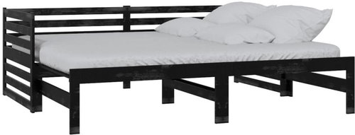 SHUMEE výsuvná válenda 2× (90 × 200) cm, masivní borovice, černá, 806969 - Bed - Main image
