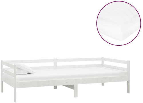 SHUMEE válenda s matrací 90 × 200 cm, masivní borové dřevo, bílá,, 3083565 - Postel - Main image