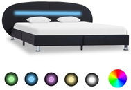 Shumee s LED světlem černý umělá kůže 180×200 cm, 285431 - Rám postele
