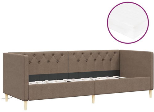 SHUMEE válenda s matrací a USB 90 × 200 cm, textil, taupe, 3080453 - Postel - Main image