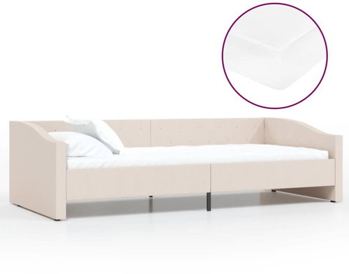 SHUMEE válenda s matrací a USB 90 × 200 cm, textil, krémová, 3080424 - Postel - Main image