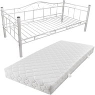 SHUMEE denní postel s matrací 90 × 200 cm, kov, bílá, 270714 - Postel