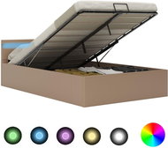 Shumee LED úložný prostor cappuccino umělá kůže 140x200 cm , 285561 - Rám postele