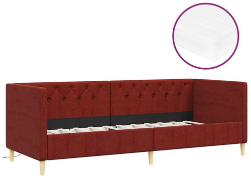 SHUMEE válenda s matrací a USB 90 × 200 cm, textil, vínová, 3080448 - Postel - Main image