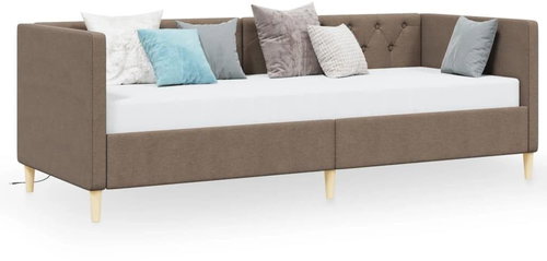 SHUMEE válenda s matrací a USB 90 × 200 cm, textil, taupe, 3080443 - Postel - Main image