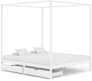 Shumee s nebesy 2 zásuvky bílý masivní borovice 160x200 cm, 3060445 - Postel