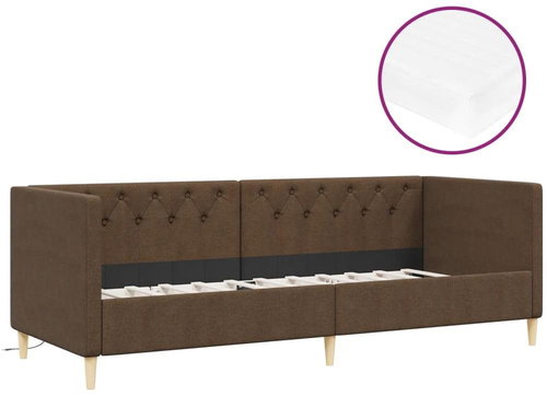 SHUMEE válenda s matrací a USB 90 × 200 cm, textil, tmavě hnědá, 3080450 - Postel - Main image