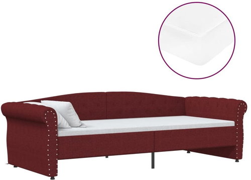 SHUMEE válenda s matrací a USB 90 × 200 cm, textil, vínová, 3080388 - Postel - Main image