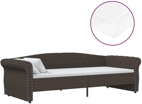 SHUMEE válenda s matrací a USB 90 × 200 cm, textil, tmavě hnědá, 3080390 - Postel - Main image