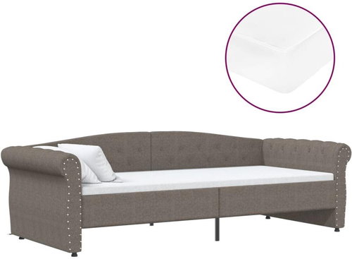 SHUMEE válenda s matrací a USB 90 × 200 cm, textil, taupe, 3080393 - Postel - Main image