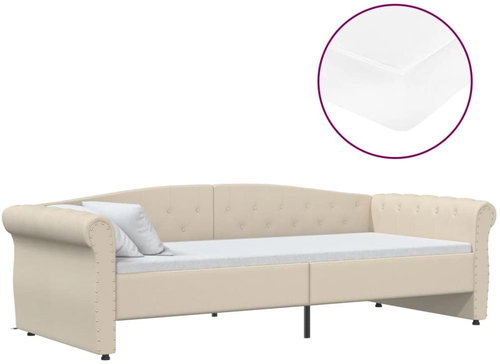 SHUMEE válenda s matrací a USB 90 × 200 cm, textil, krémová, 3080394 - Postel - Main image