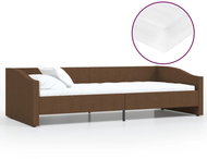 SHUMEE válenda s matrací a USB 90 × 200 cm, textil, tmavě hnědá, 3080410 - Postel