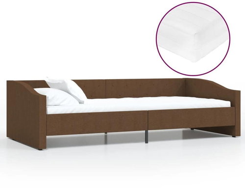 SHUMEE válenda s matrací a USB 90 × 200 cm, textil, tmavě hnědá, 3080410 - Postel - Main image