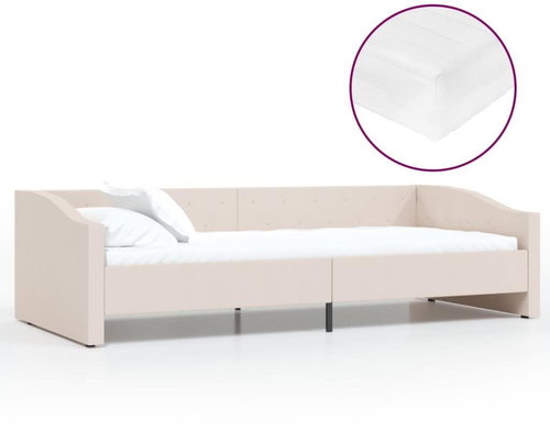SHUMEE válenda s matrací a USB 90 × 200 cm, textil, krémová, 3080414 - Postel - Main image