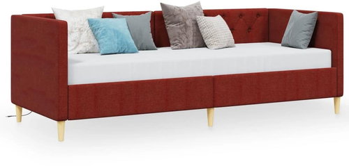 SHUMEE válenda s matrací a USB 90 × 200 cm, textil, vínová, 3080438 - Postel - Main image