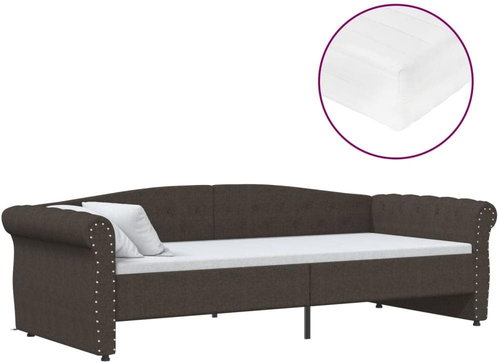 SHUMEE válenda s matrací a USB 90 × 200 cm, textil, tmavě hnědá, 3080380 - Postel - Main image