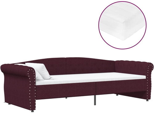 SHUMEE válenda s matrací a USB 90 × 200 cm, textil, fialová, 3080382 - Postel - Main image