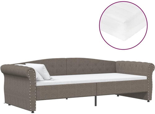 SHUMEE válenda s matrací a USB 90 × 200 cm, textil, taupe, 3080383 - Postel - Main image