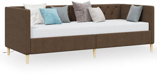 SHUMEE válenda s matrací a USB 90 × 200 cm, textil, tmavě hnědá, 3080440 - Postel - Main image