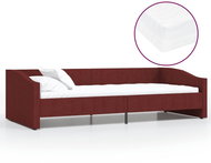 SHUMEE válenda s matrací a USB 90 × 200 cm, textil, vínová, 3080428 - Postel