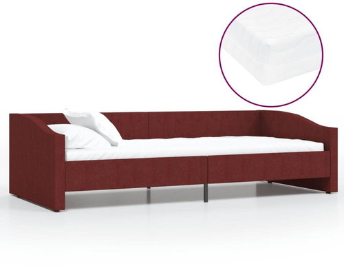 SHUMEE válenda s matrací a USB 90 × 200 cm, textil, vínová, 3080428 - Postel - Main image