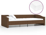 SHUMEE válenda s matrací a USB 90 × 200 cm, textil, tmavě hnědá, 3080430 - Postel