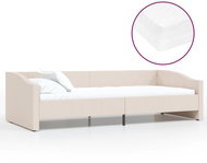 SHUMEE válenda s matrací a USB 90 × 200 cm, textil, krémová, 3080434 - Postel