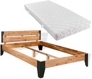 SHUMEE postel s matrací 140 × 200 cm, masivní akácie a ocel, 274936 - Postel