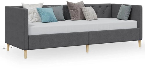 SHUMEE válenda s matrací a USB 90 × 200 cm, textil, tmavě šedá, 3080436 - Postel - Main image