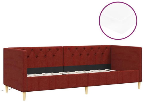 SHUMEE válenda s matrací a USB 90 × 200 cm, textil, vínová, 3080458 - Postel - Main image