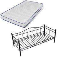 SHUMEE denní postel s matrací 90 × 200 cm, kov, černá, 270585 - Postel