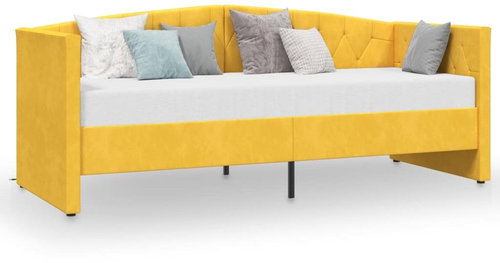 SHUMEE válenda s matrací a USB 90 × 200 cm, samet, žlutá, 3080361 - Postel - Main image