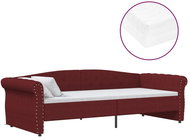 SHUMEE válenda s matrací a USB 90 × 200 cm, textil, vínová, 3080398 - Postel
