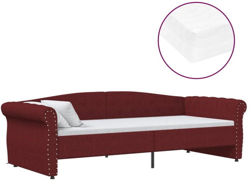 SHUMEE válenda s matrací a USB 90 × 200 cm, textil, vínová, 3080398 - Postel - Main image