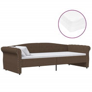 SHUMEE válenda s matrací a USB 90 × 200 cm, textil, hnědá, 3080399 - Postel