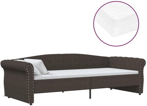 SHUMEE válenda s matrací a USB 90 × 200 cm, textil, tmavě hnědá, 3080400 - Postel - Main image