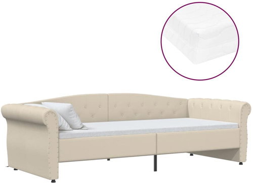 SHUMEE válenda s matrací a USB 90 × 200 cm, textil, krémová, 3080404 - Postel - Main image