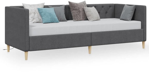 SHUMEE válenda s matrací a USB 90 × 200 cm, textil, tmavě šedá, 3080456 - Postel - Main image