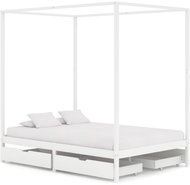 Shumee s nebesy 4 zásuvky bílý masivní borovice 140x200 cm, 3060447 - Postel