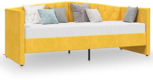 SHUMEE válenda s matrací a USB 90 × 200 cm, samet, žlutá, 3080372 - Postel - Main image