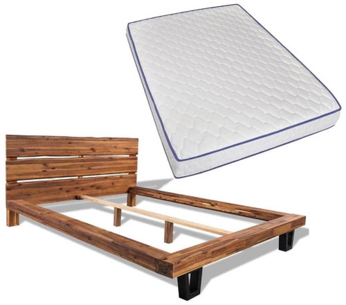 SHUMEE postel s matrací z paměťové pěny 140 × 200 cm, masivní akácie, 274856 - Postel - Main image