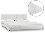 SHUMEE postel s matrací 160 × 200 cm, umělá kůže, bílá, 277572 - Postel