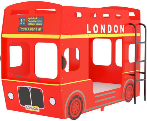 SHUMEE poschoďová postel Londýnský bus 90 × 200 cm, MDF, červená, 323152 - Postel - Main image