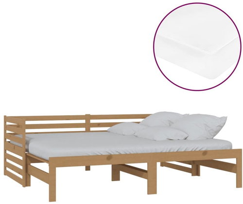 SHUMEE výsuvná válenda 2× (90 × 200) cm, masivní borovice, medově hnědá, 3083672 - Postel - Main image